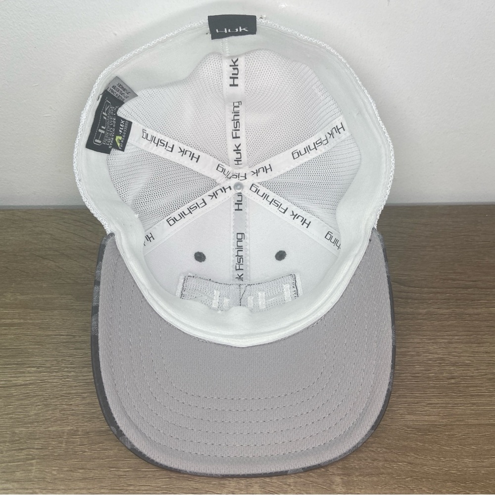 Huk Fishing Performance Hat Mens L-XL Mesh Black Gray White Polyester Spandex - Picture 10 of 16